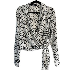 Missguided Animal Print Wrap Blouse Size 8
